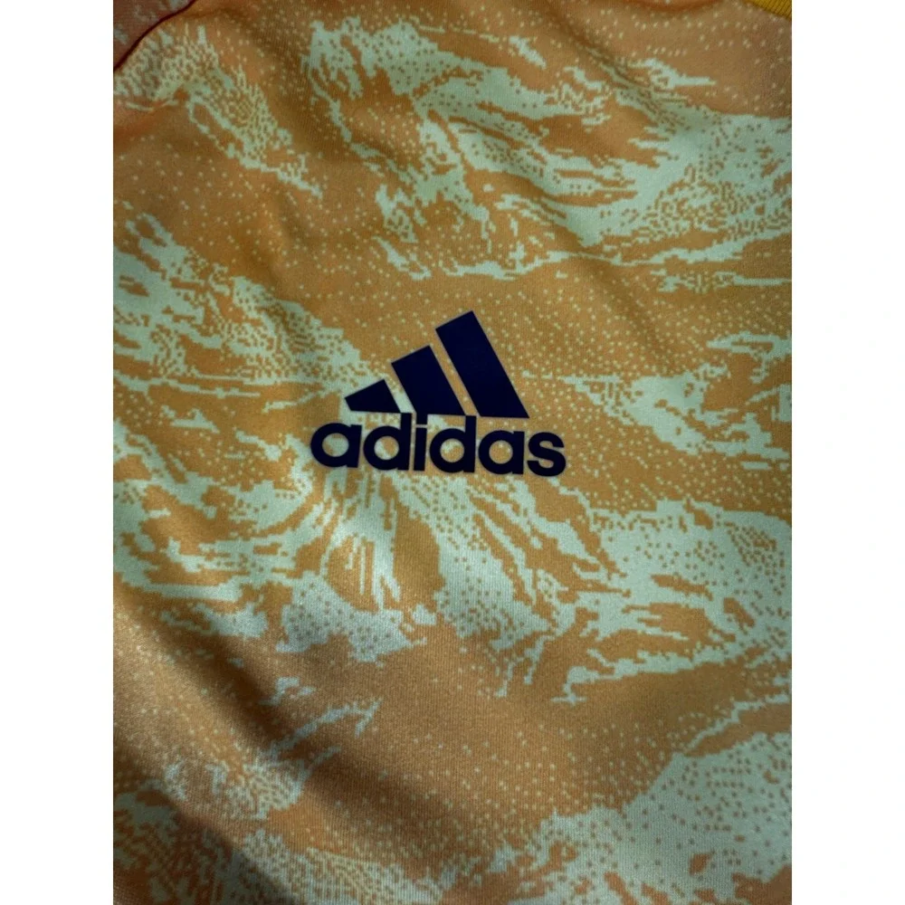 Adidas Soccer Jersey Mens Large Orange Yellow MSC United Climalite Long Sleeve L